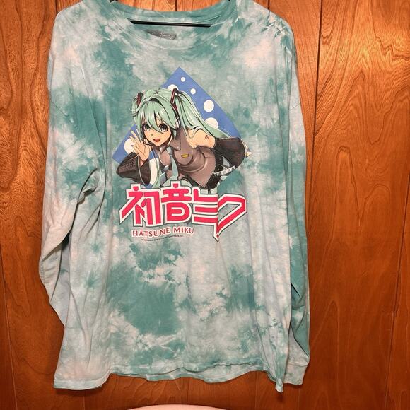 Hatsune Miku Long Sleeve Tie Dye Shirt Vocaloid Anime Graphic Tee Size XL - Picture 2 of 7